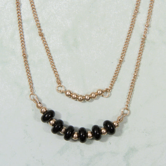 N3300-BK 16" Double Layer Beaded Necklace