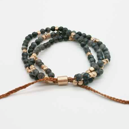 B1260 - BK Multi Strand Stone Bead Bracelet