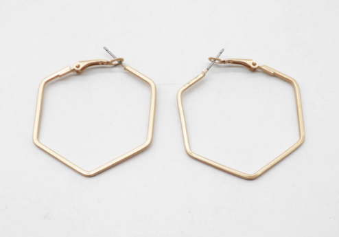 E2216-GD Octagon Hoop Earring