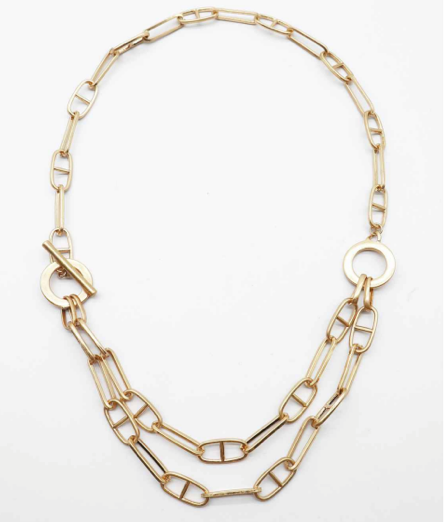 N3314 20" Double Chain Link w Toggle Necklace