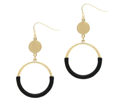 E2211-BK Color Coated Open Circle Earring