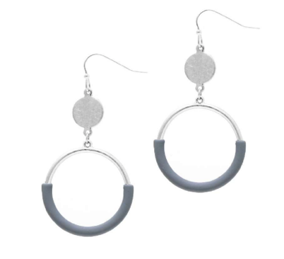 E2211-GY Color Coated Open Circle Earring