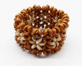 B1264-NT Wooden Beaded Flower Stretch Bracelet