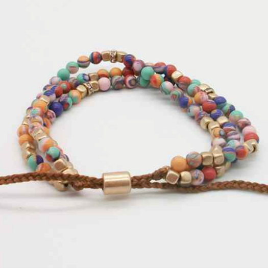 B1260 - ML Multi Strand Stone Bead Bracelet