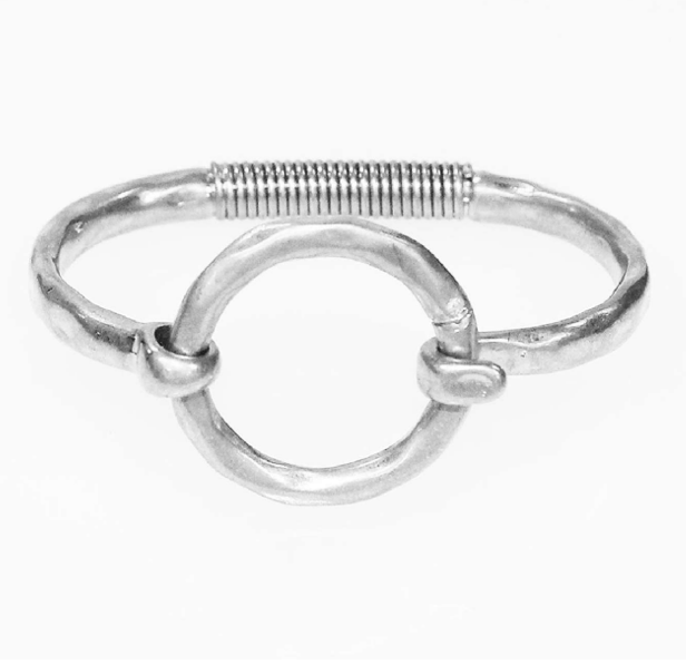B1258-SL Open Circle Spring Hinge Bracelet