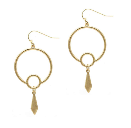 E2207-GD Open Circle with Dangle Earring