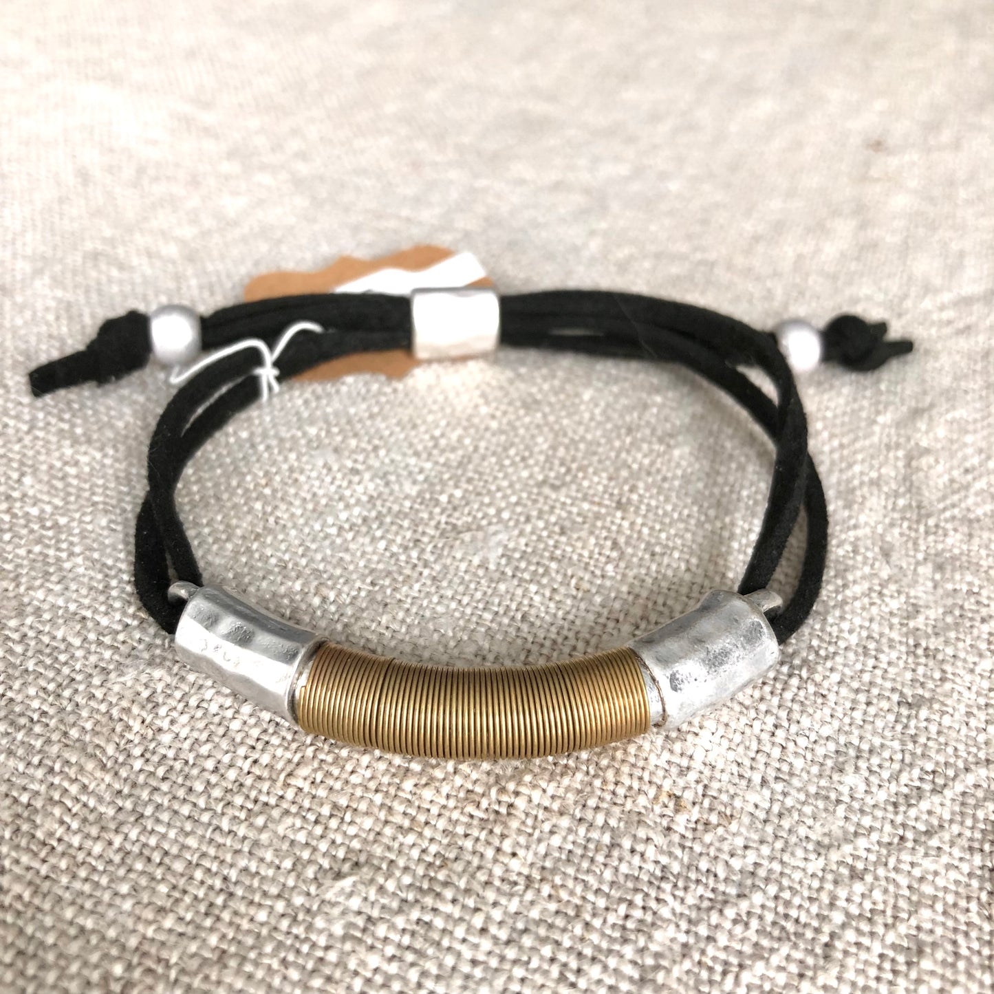B1241-BGD Wire Wrapped Suede Adjustable Bracelet