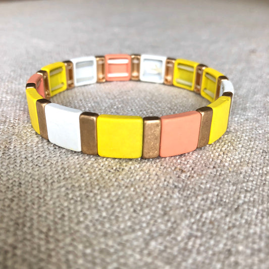 B1235-YL Color Square Stretch Bracelet